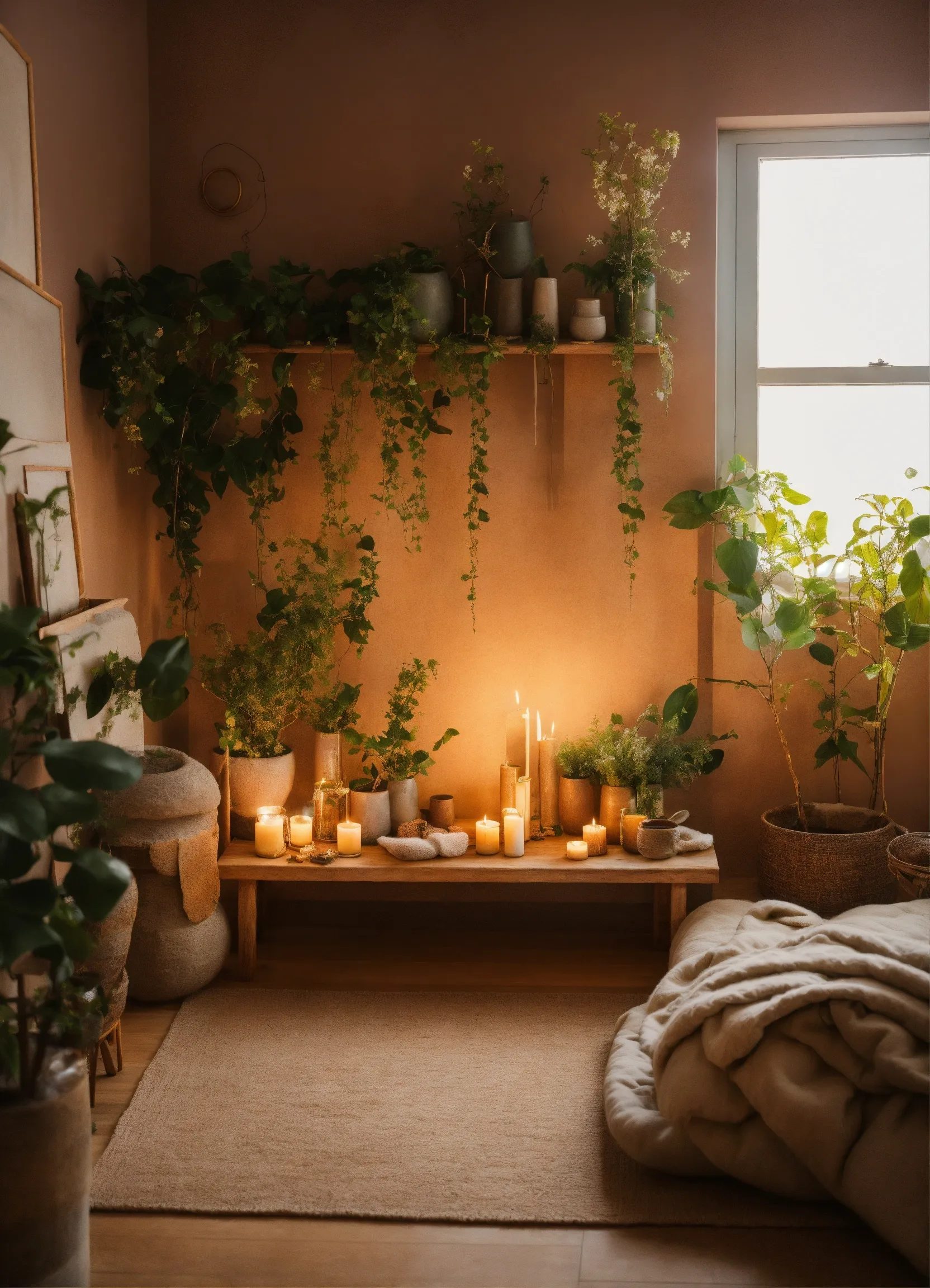 Minimalist wellness corner in a small apartment