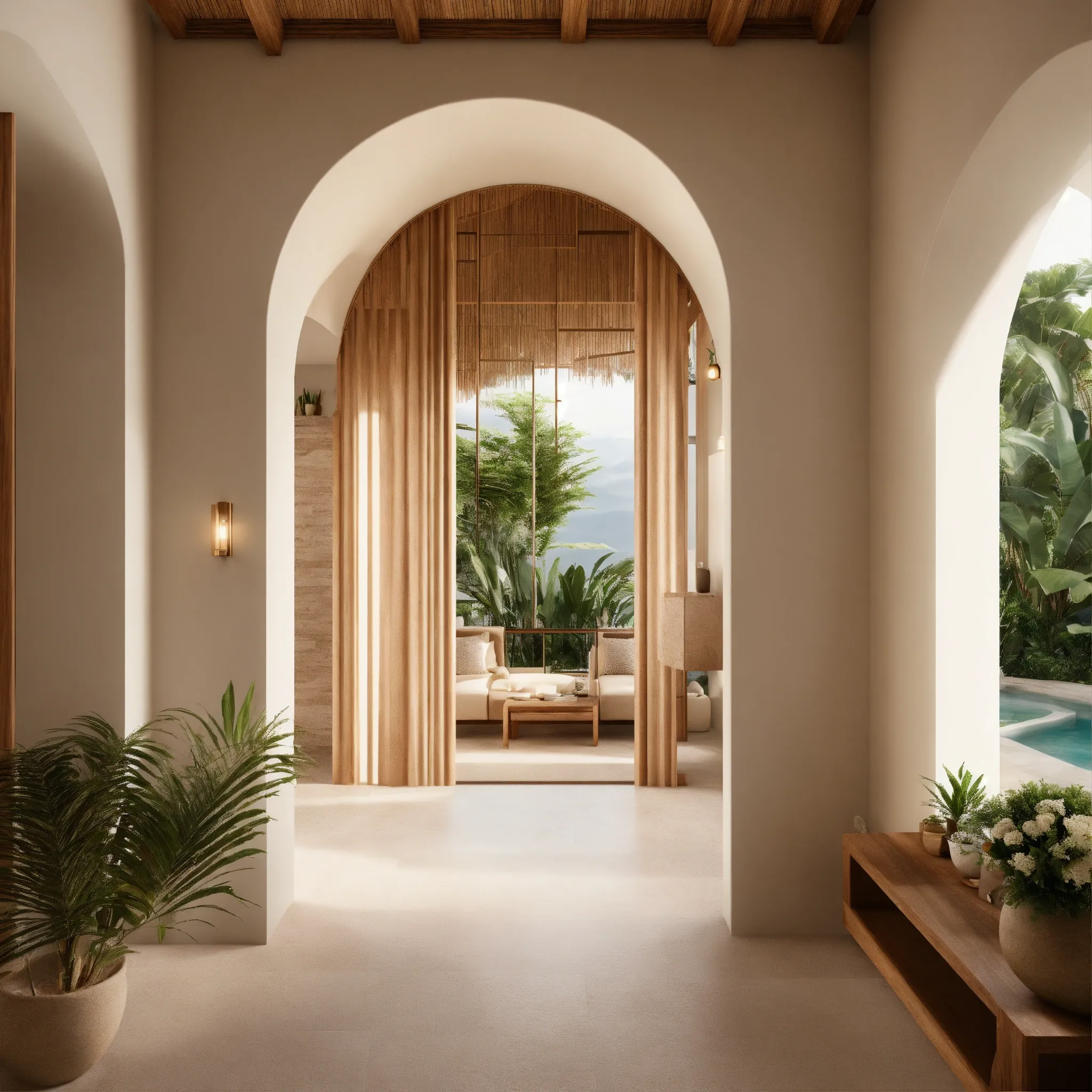 Cozy reading nook with natural materials